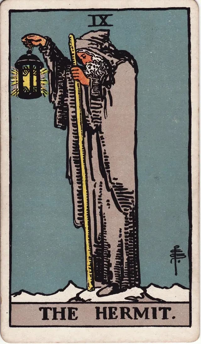 ภาพไพ่ The Hermit (ฤๅษี) จากสำรับ Rider–Waite–Smith