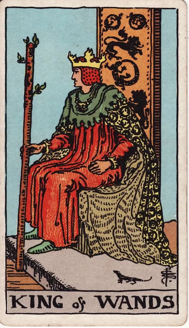 ภาพไพ่ King of Wands (ราชาไม้เท้า) จากสำรับ Rider–Waite–Smith